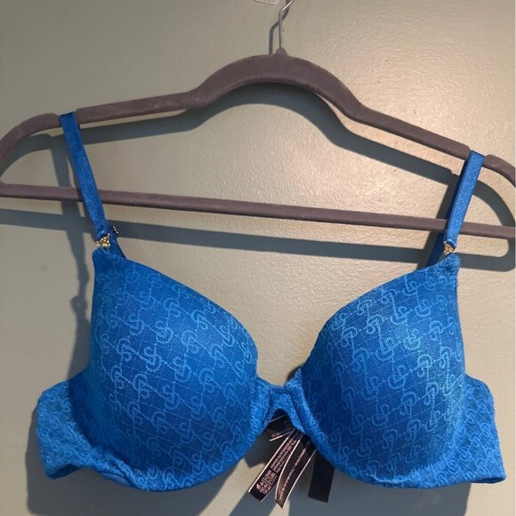 Victoria's Secret Other - Victoria’s Secret Demi Bra 36C Blue Lace Sexy Push Up Underwire Lingerie Y2K